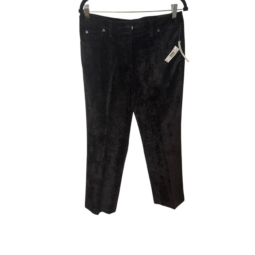 Larry Levine Petite Stretch Black Corduroy Pants Perfectly Tailored 10P NWT